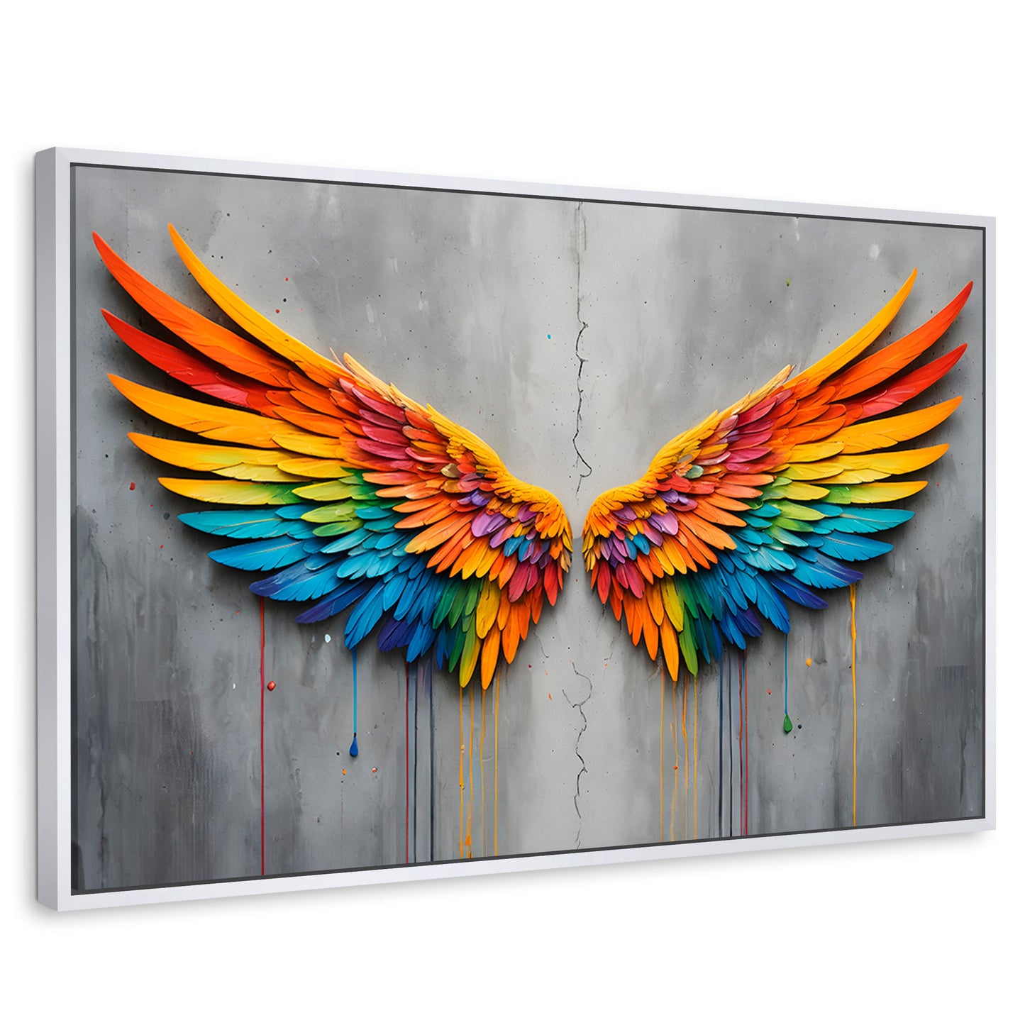 Cuadros Decorativos Canvas Revolution | Alas Angel Colores | Rectangular | Portada | Marco Blanco