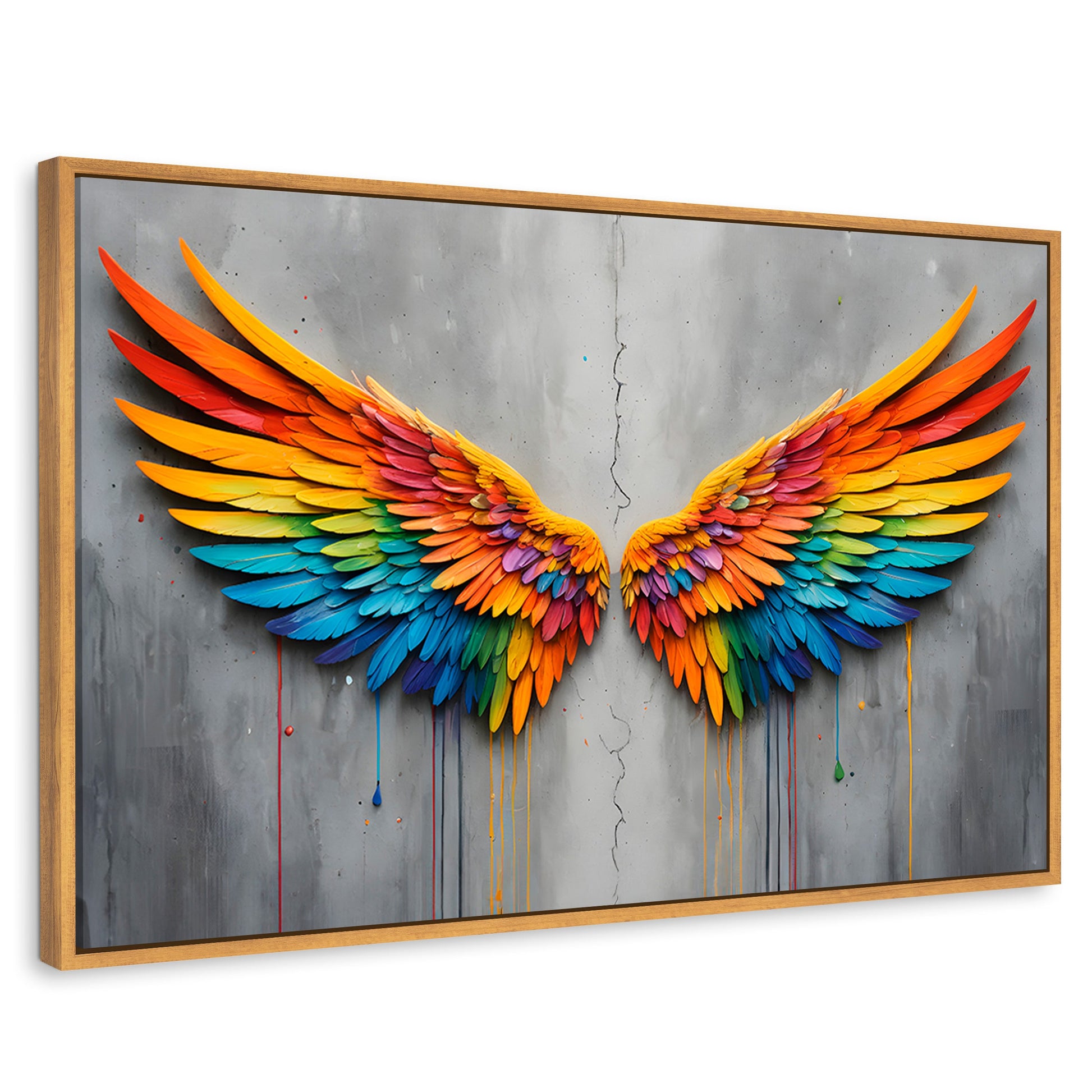 Cuadros Decorativos Canvas Revolution | Alas Angel Colores | Rectangular | Portada | Marco Madera