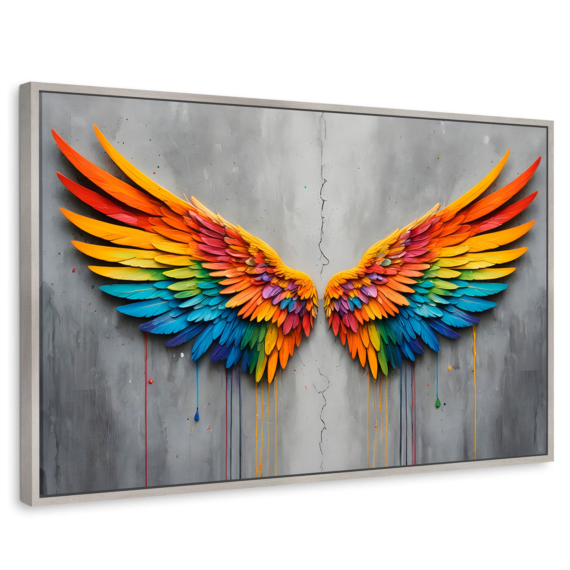 Cuadros Decorativos Canvas Revolution | Alas Angel Colores | Rectangular | Portada | Marco Plateado