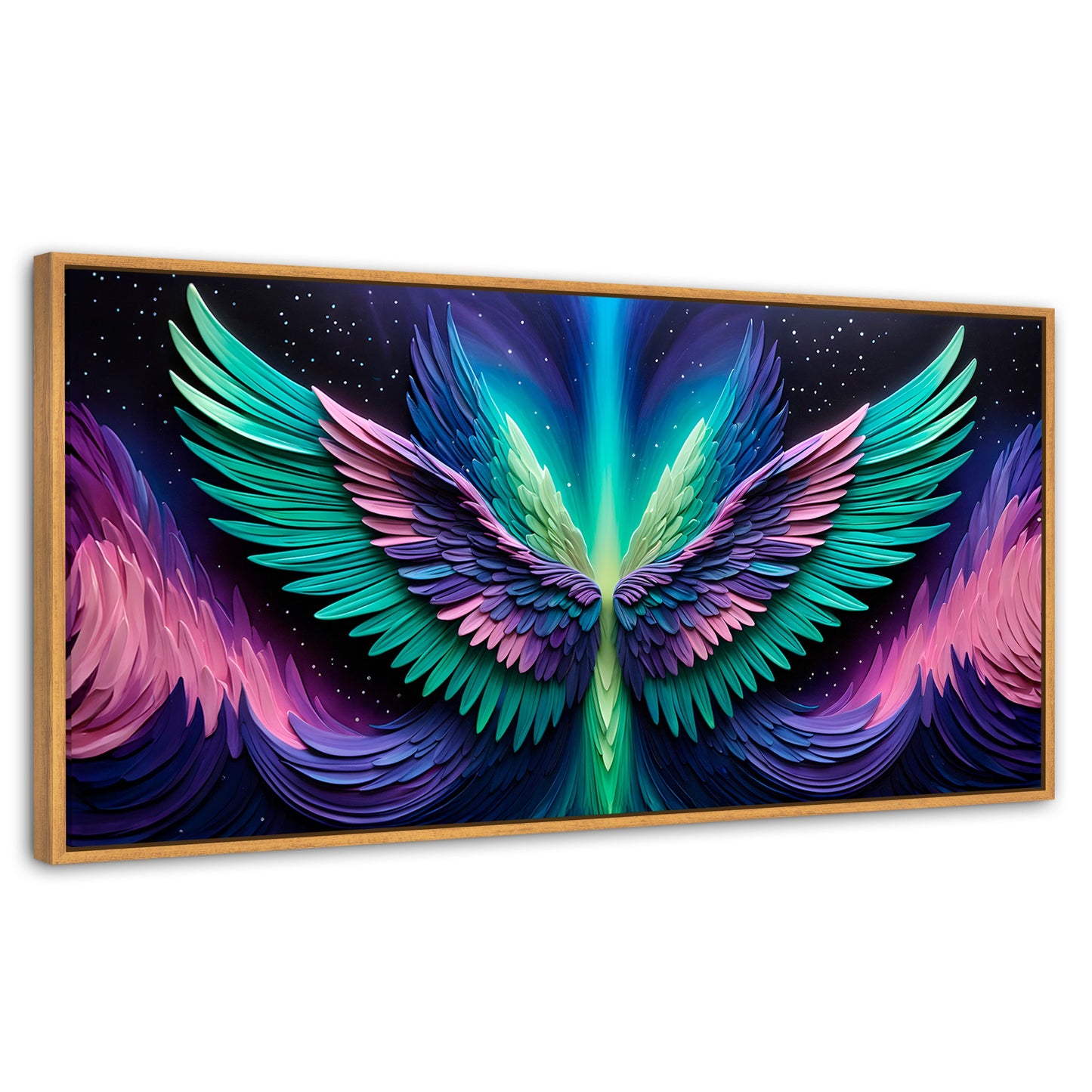 Cuadros Decorativos Canvas Revolution | Alas Angel Cosmic | Panoramico | Portada | Marco Negro