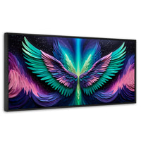 Cuadros Decorativos Canvas Revolution | Alas Angel Cosmic | Panoramico | Portada | Marco Plateado
