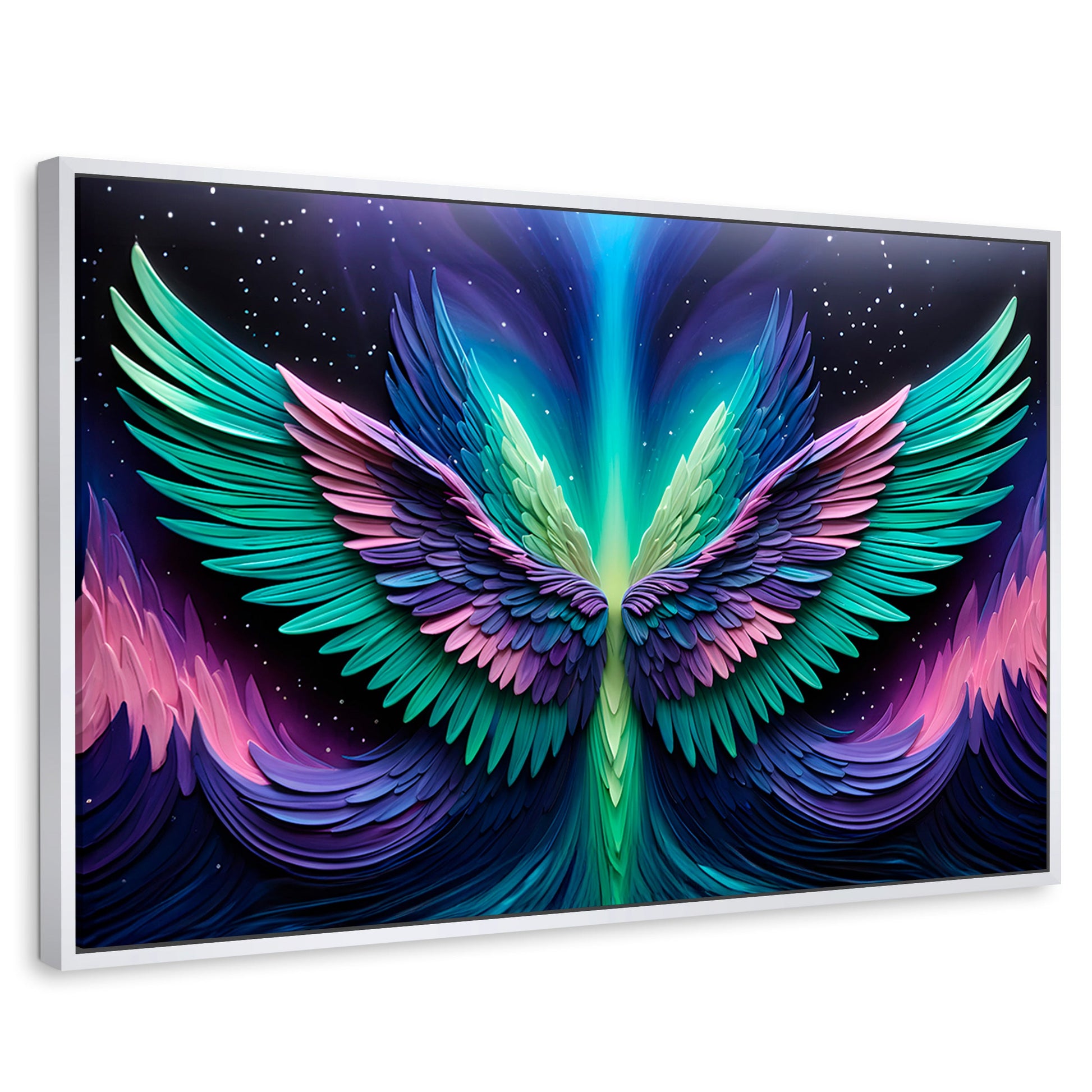 Cuadros Decorativos Canvas Revolution | Alas Angel Cosmic | Rectangular | Portada | Marco Blanco