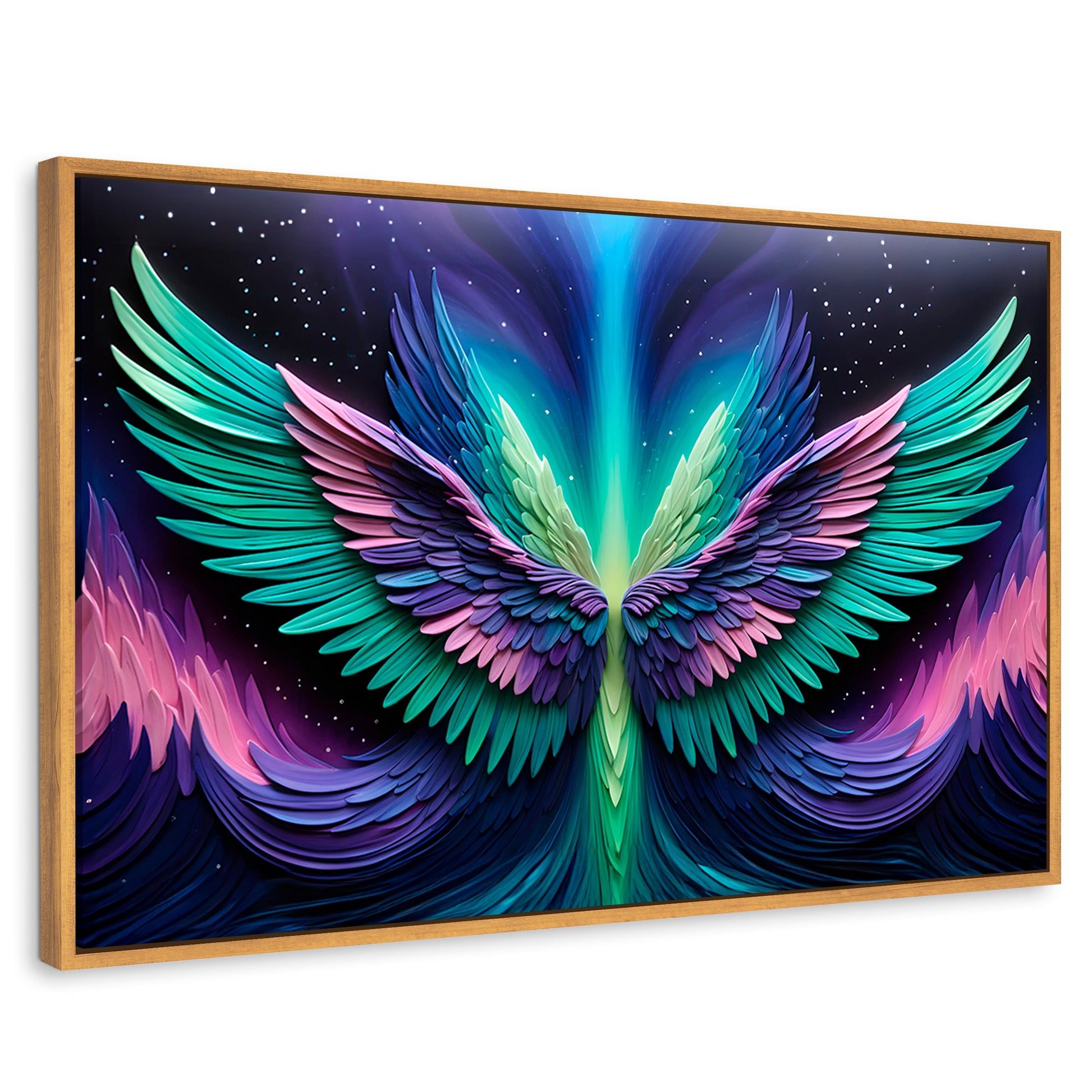 Cuadros Decorativos Canvas Revolution | Alas Angel Cosmic | Rectangular | Portada | Marco Madera