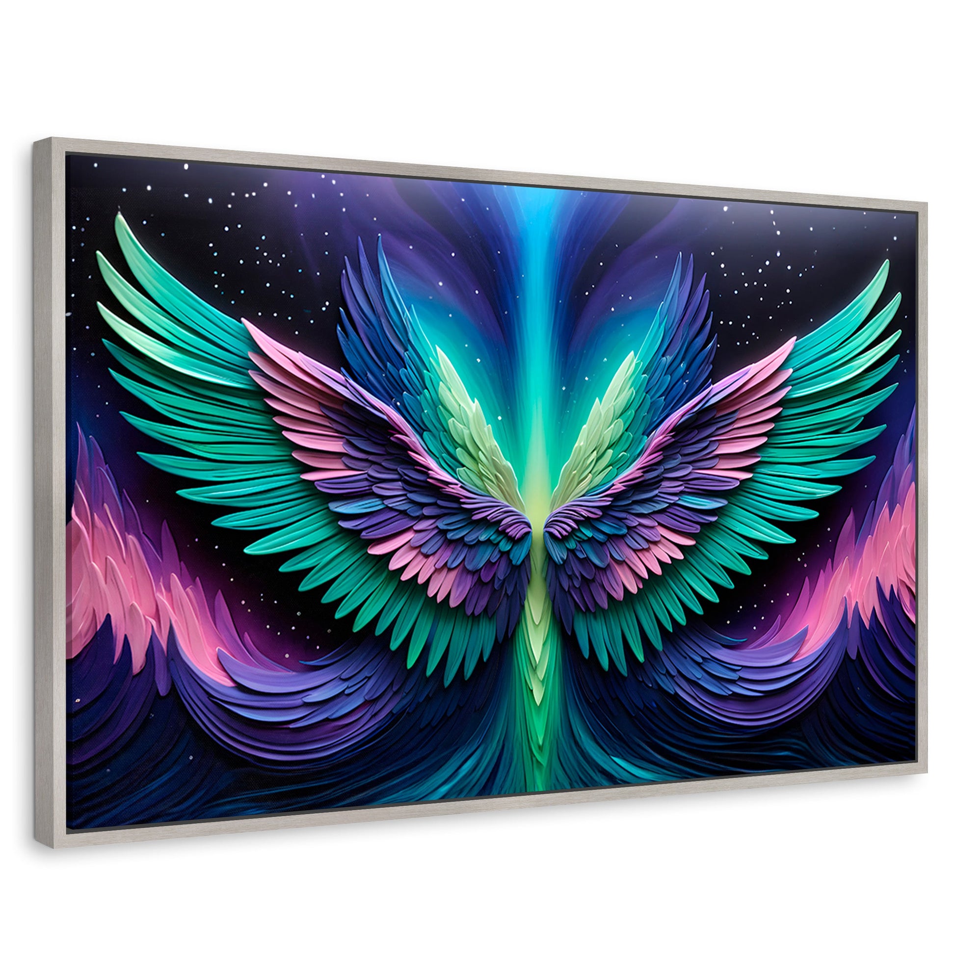 Cuadros Decorativos Canvas Revolution | Alas Angel Cosmic | Rectangular | Portada | Marco Plateado