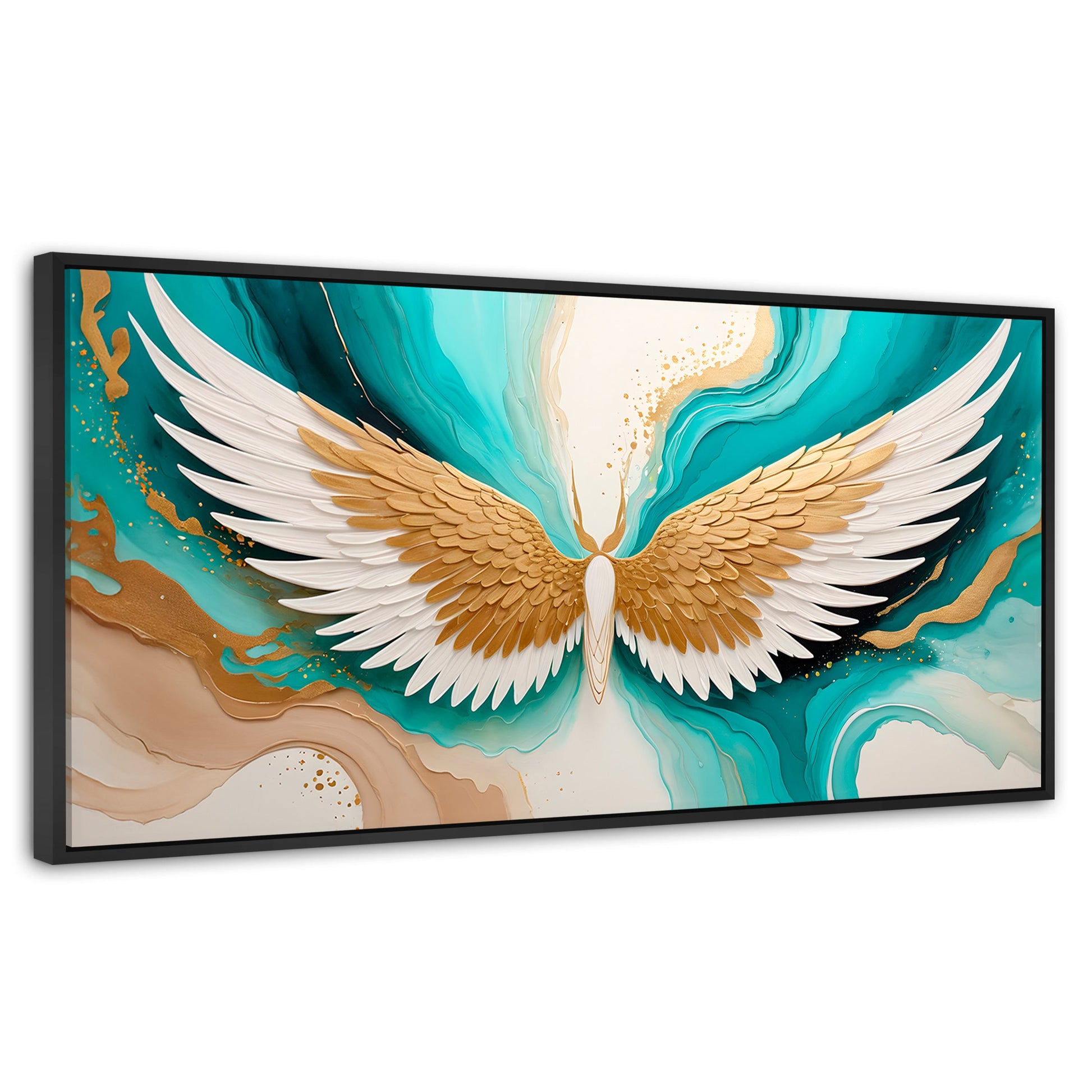 Cuadros Decorativos Canvas Revolution | Alas Angel Deco | Panoramico | Portada | Marco Plateado