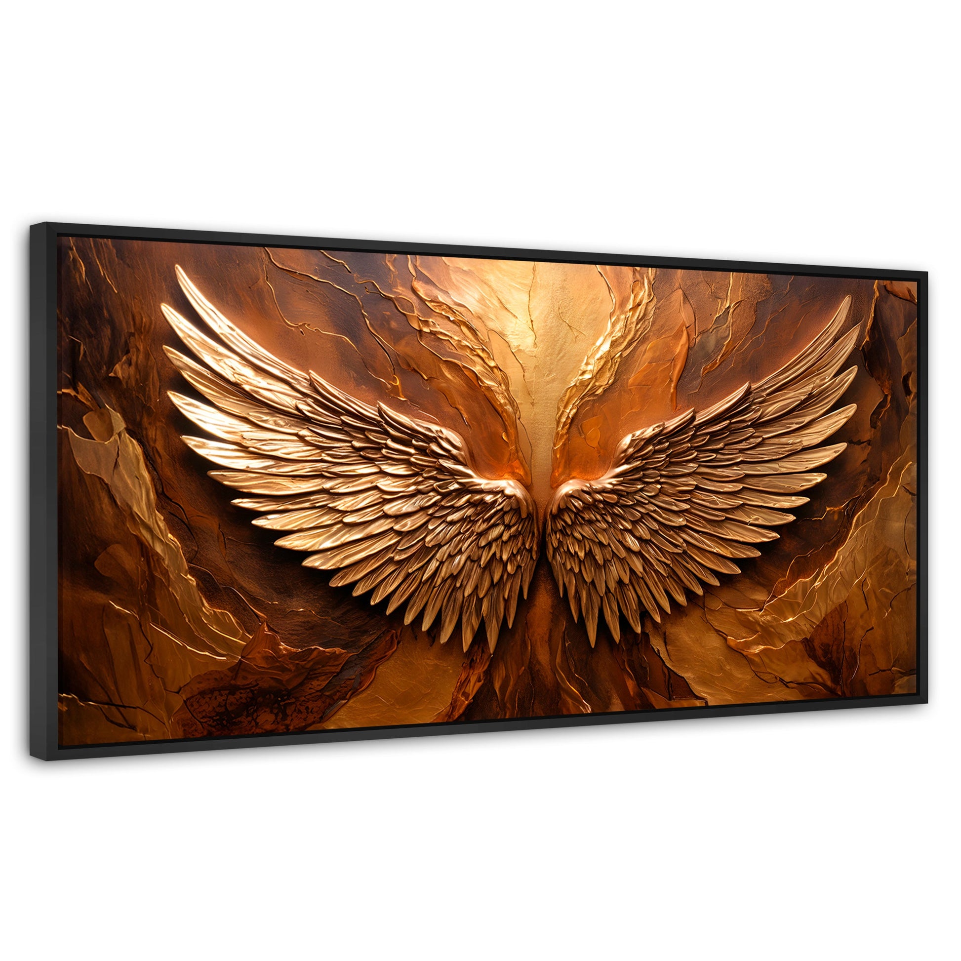 Cuadros Decorativos Canvas Revolution | Alas Angel Divino | Panoramico | Portada | Marco Plateado