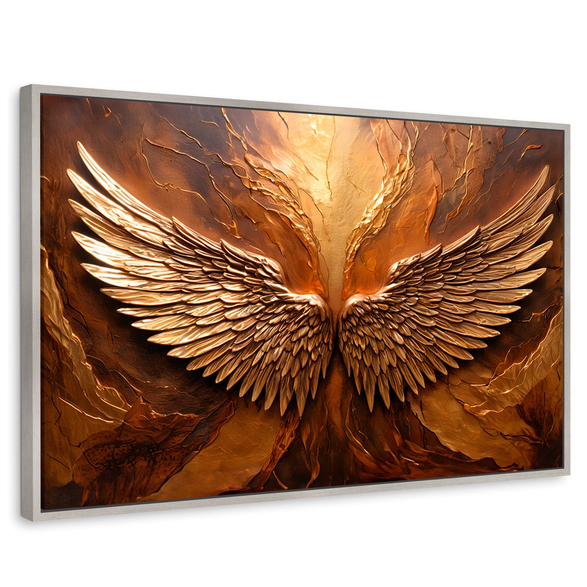 Cuadros Decorativos Canvas Revolution | Alas Angel Divino | Rectangular | Portada | Marco Plateado