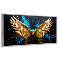 Cuadros Decorativos Canvas Revolution | Alas Angel Dorado | Panoramico | Portada | Marco Blanco