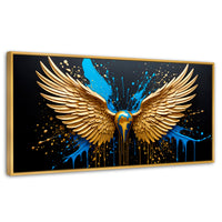 Cuadros Decorativos Canvas Revolution | Alas Angel Dorado | Panoramico | Portada | Marco Madera