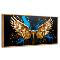 Cuadros Decorativos Canvas Revolution | Alas Angel Dorado | Panoramico | Portada | Marco Negro