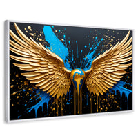 Cuadros Decorativos Canvas Revolution | Alas Angel Dorado | Rectangular | Portada | Marco Blanco