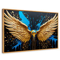 Cuadros Decorativos Canvas Revolution | Alas Angel Dorado | Rectangular | Portada | Marco Madera