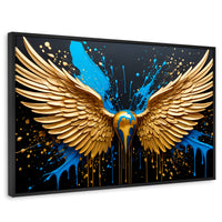 Cuadros Decorativos Canvas Revolution | Alas Angel Dorado | Rectangular | Portada | Marco Negro