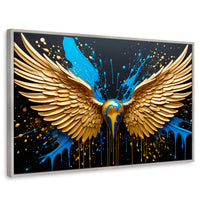 Cuadros Decorativos Canvas Revolution | Alas Angel Dorado | Rectangular | Portada | Marco Plateado