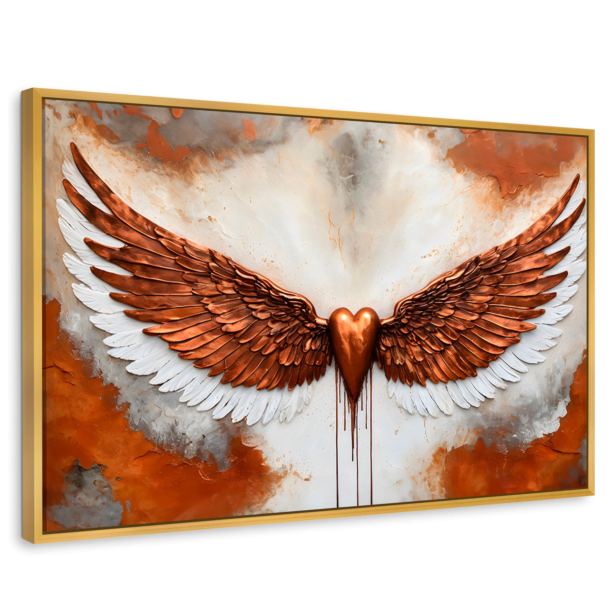 Cuadros Decorativos Canvas Revolution | Alas Angel Fuerza | Rectangular | Portada | Marco Dorado