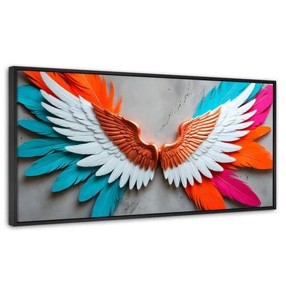 Cuadros Decorativos Canvas Revolution | Alas Angel Infinito | Panoramico | Portada | Marco Plateado