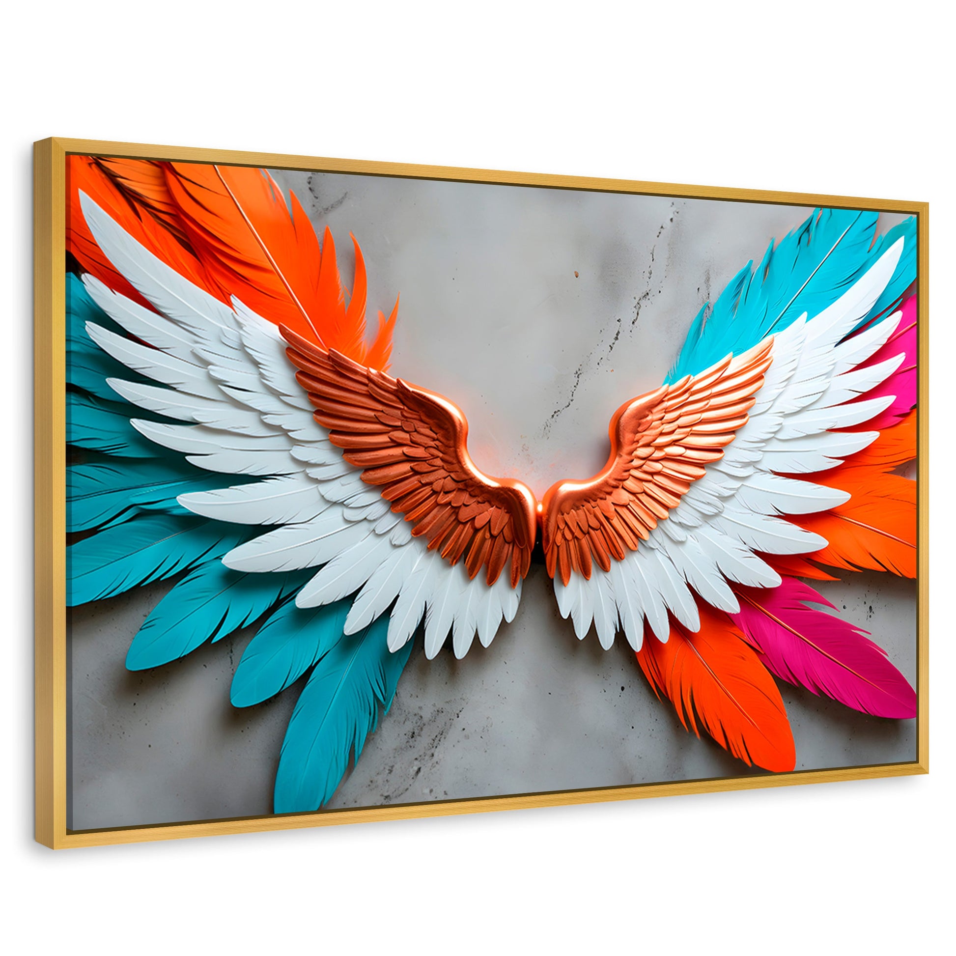 Cuadros Decorativos Canvas Revolution | Alas Angel Infinito | Rectangular | Portada | Marco Dorado