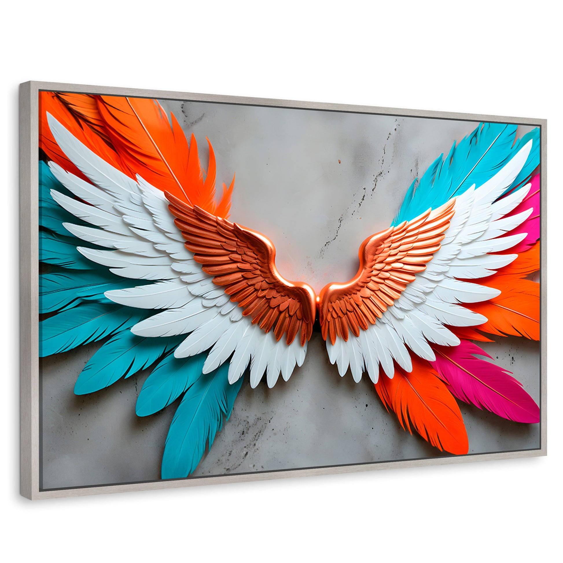 Cuadros Decorativos Canvas Revolution | Alas Angel Infinito | Rectangular | Portada | Marco Plateado