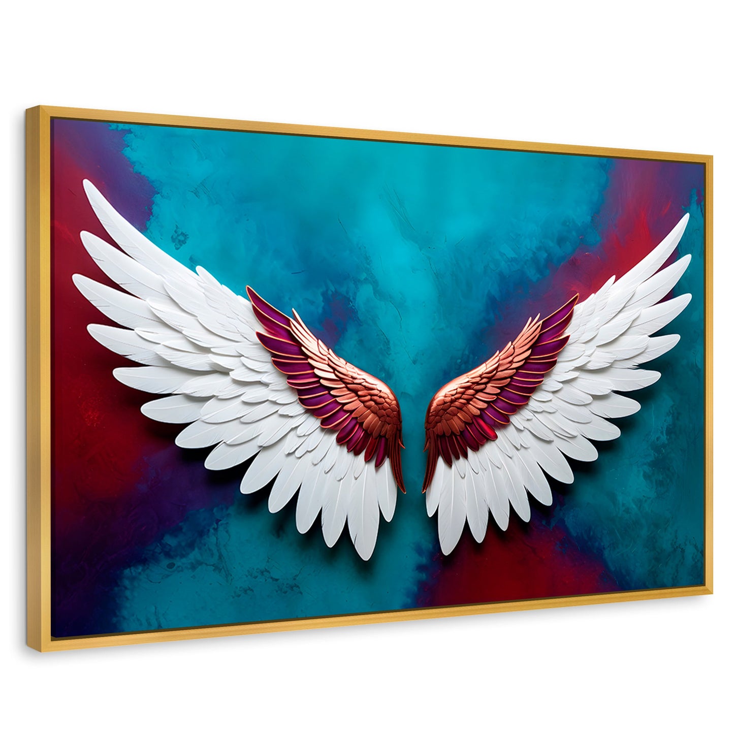 Cuadros Decorativos Canvas Revolution | Alas Angel Intenso | Rectangular | Portada | Marco Dorado