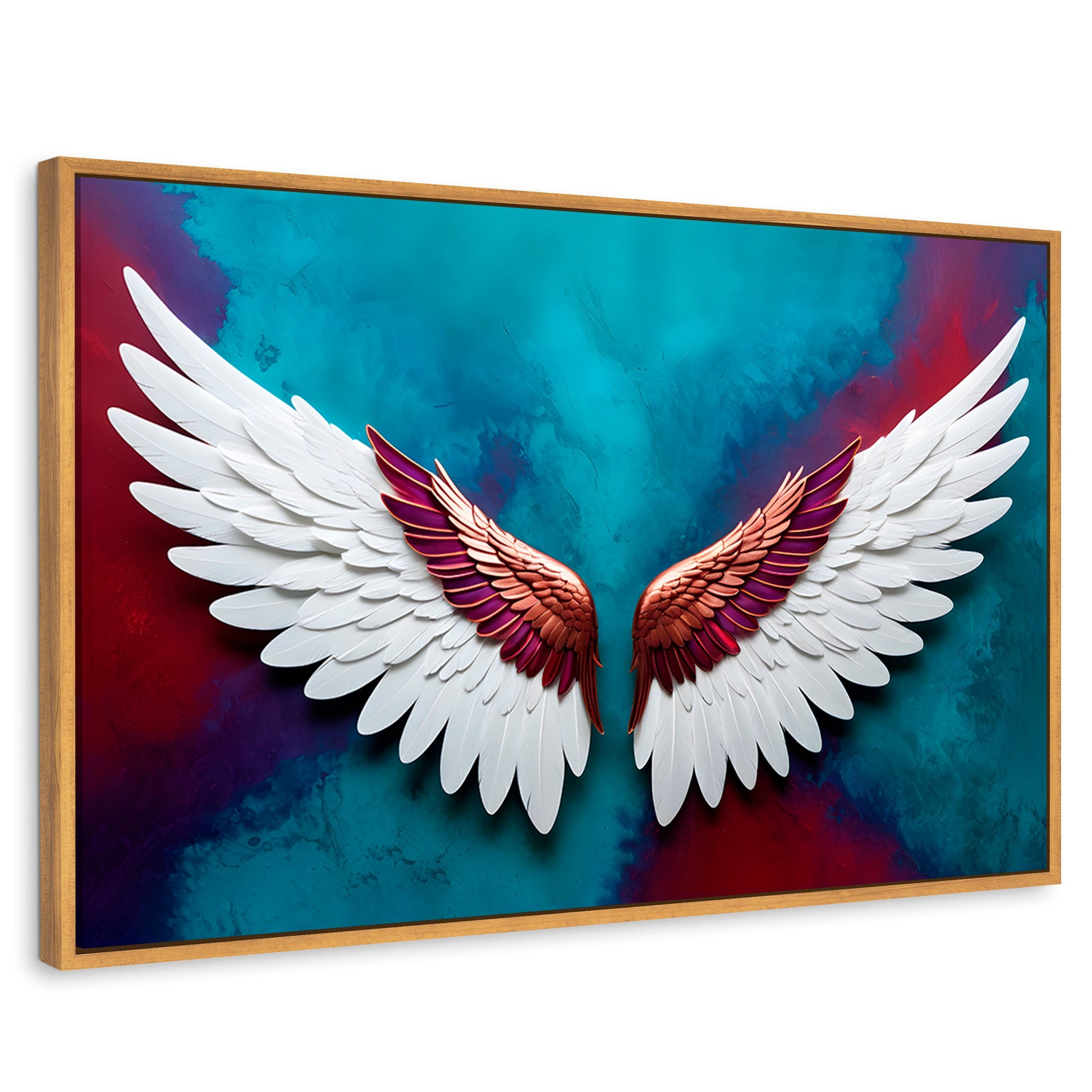 Cuadros Decorativos Canvas Revolution | Alas Angel Intenso | Rectangular | Portada | Marco Madera