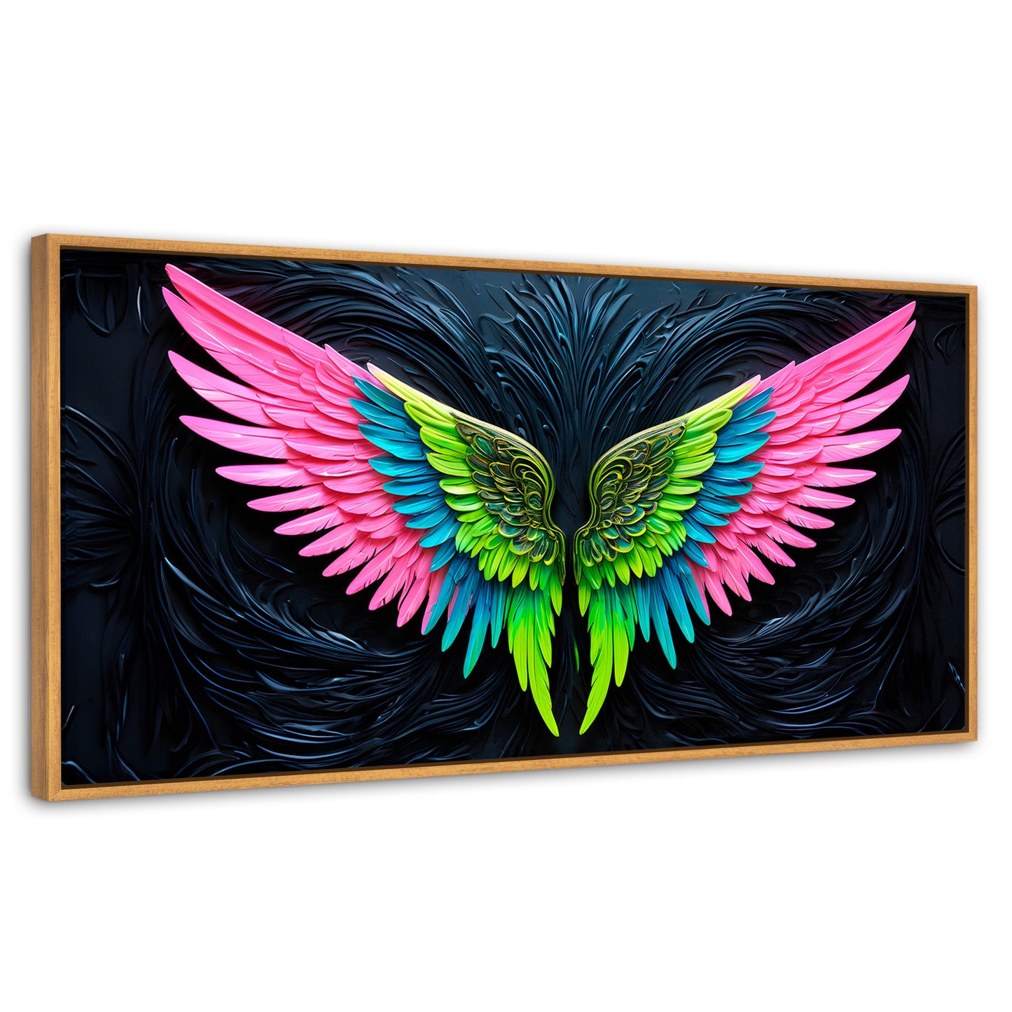 Cuadros Decorativos Canvas Revolution | Alas Angel Lucido | Panoramico | Portada | Marco Negro