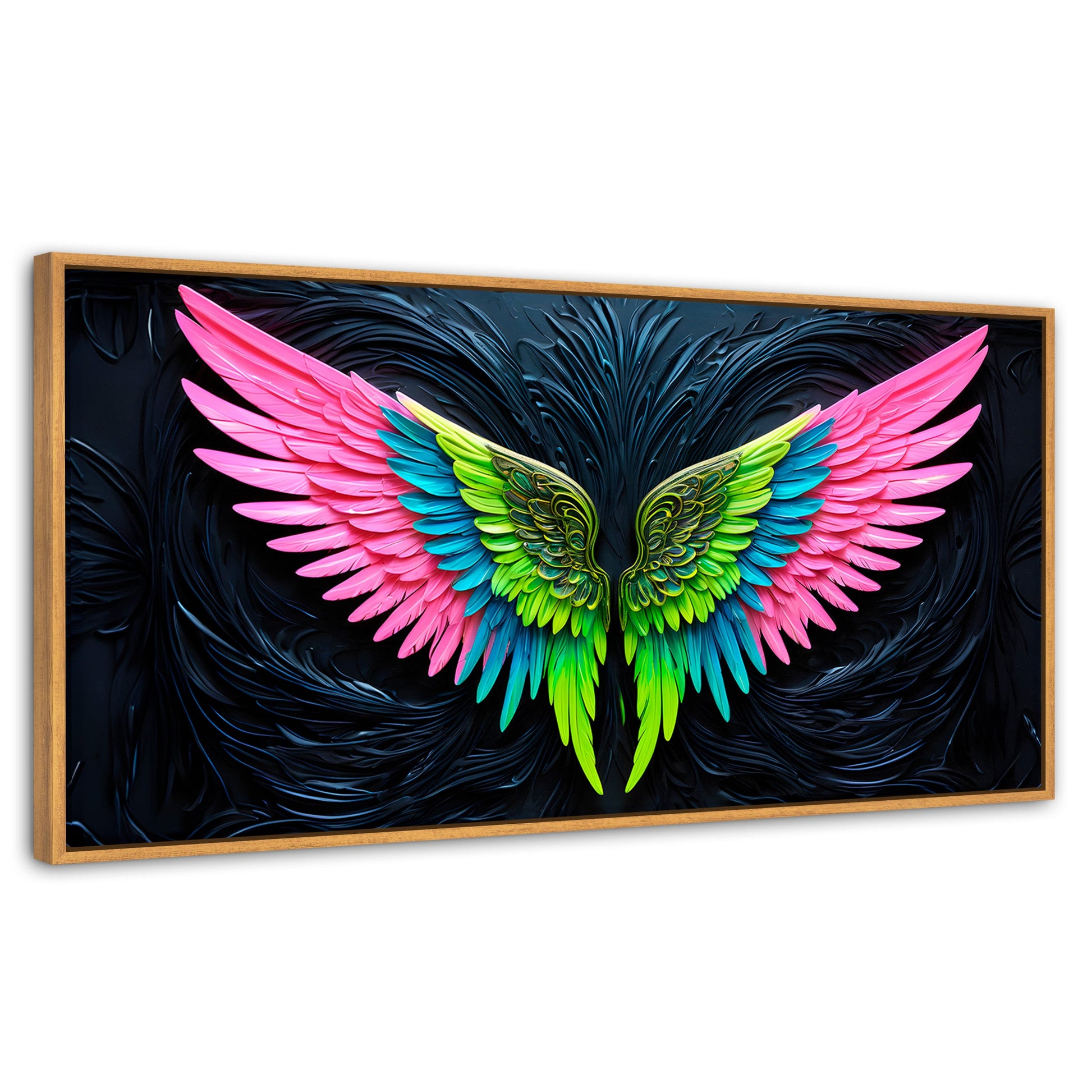 Cuadros Decorativos Canvas Revolution | Alas Angel Lucido | Panoramico | Portada | Marco Negro