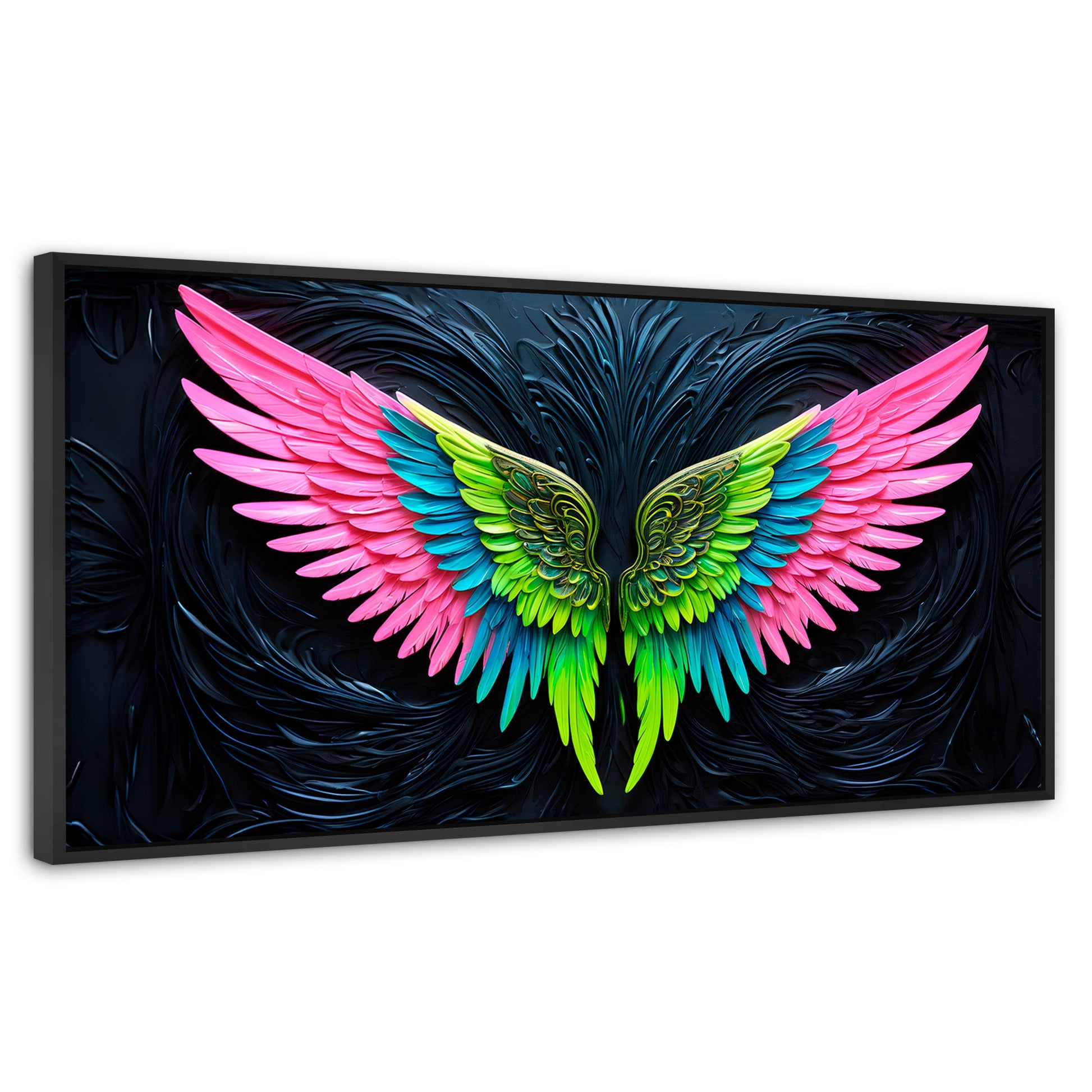 Cuadros Decorativos Canvas Revolution | Alas Angel Lucido | Panoramico | Portada | Marco Plateado