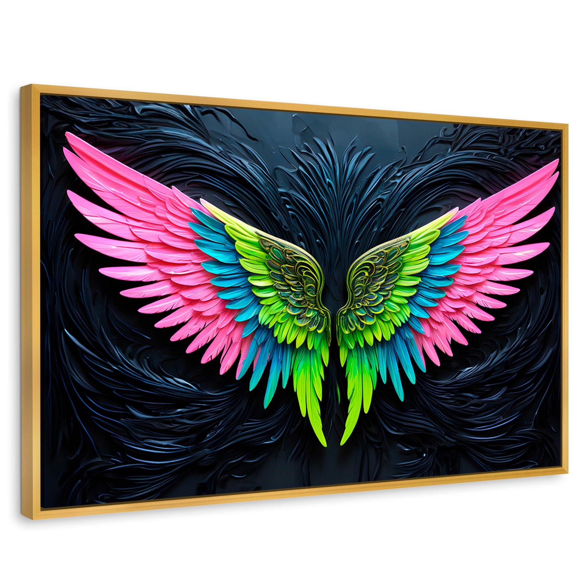 Cuadros Decorativos Canvas Revolution | Alas Angel Lucido | Rectangular | Portada | Marco Dorado