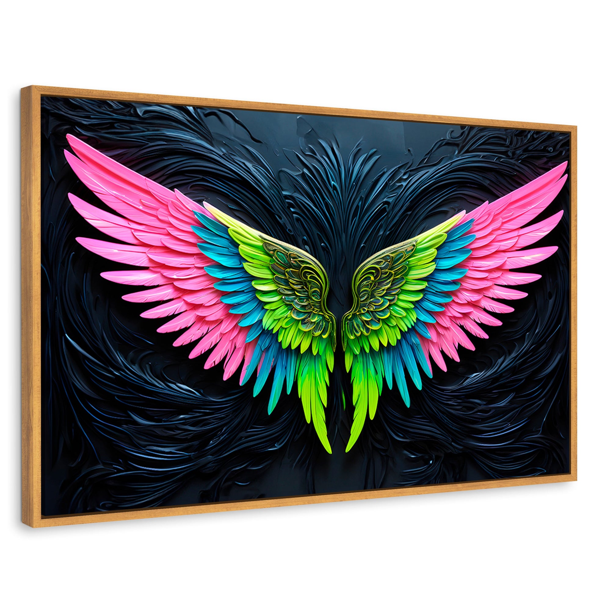 Cuadros Decorativos Canvas Revolution | Alas Angel Lucido | Rectangular | Portada | Marco Madera