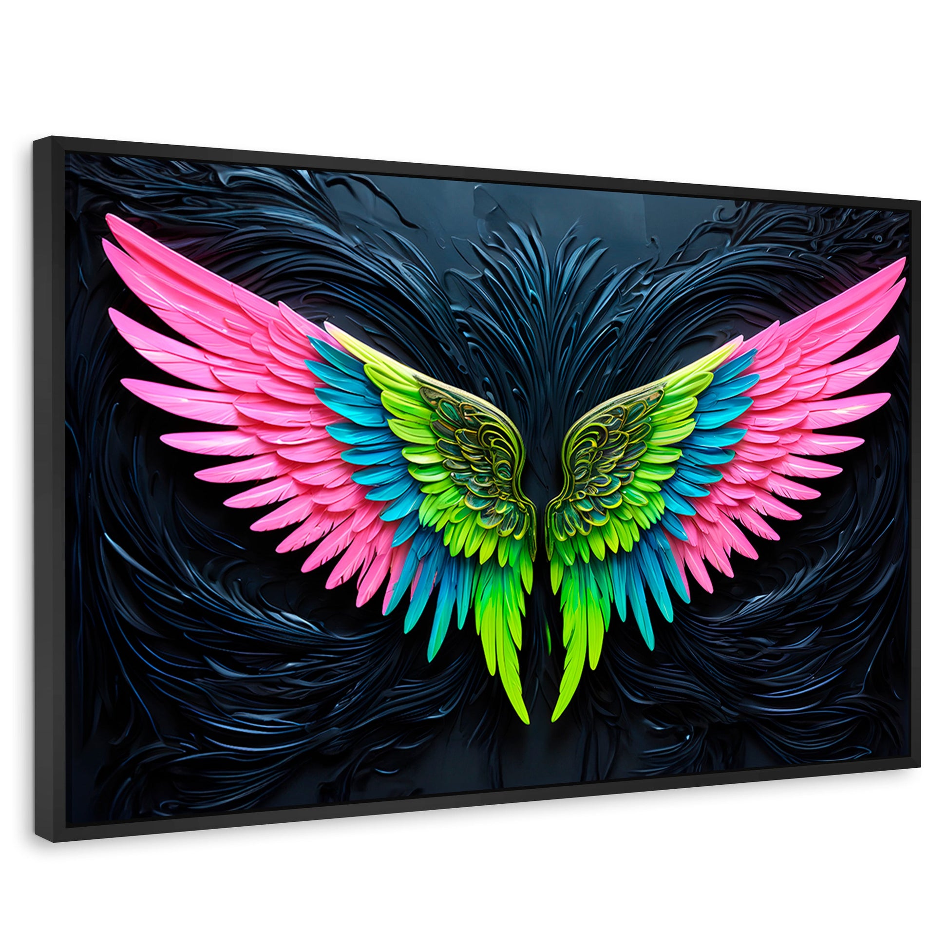 Cuadros Decorativos Canvas Revolution | Alas Angel Lucido | Rectangular | Portada | Marco Negro