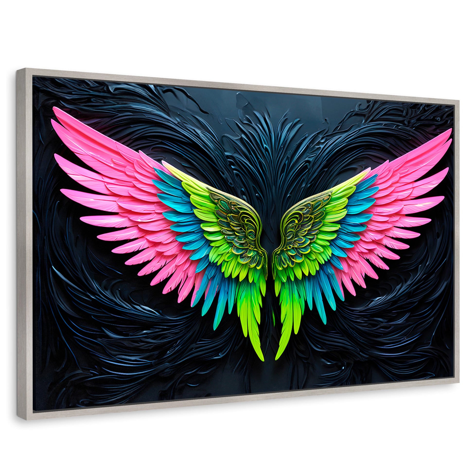 Cuadros Decorativos Canvas Revolution | Alas Angel Lucido | Rectangular | Portada | Marco Plateado