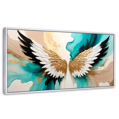Cuadros Decorativos Canvas Revolution | Alas Angel Lumino | Panoramico | Portada | Marco Dorado