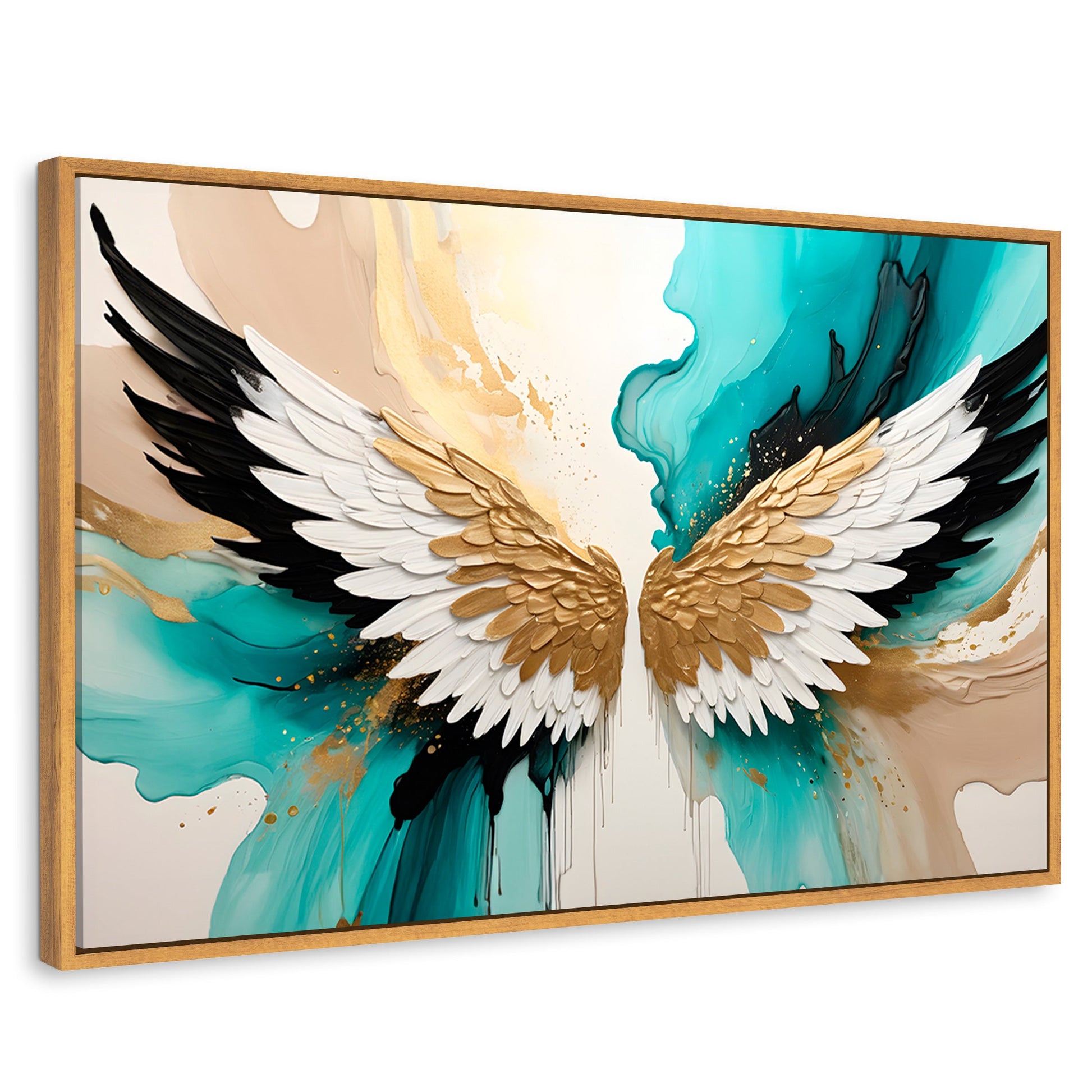 Cuadros Decorativos Canvas Revolution | Alas Angel Lumino | Rectangular | Portada | Marco Madera