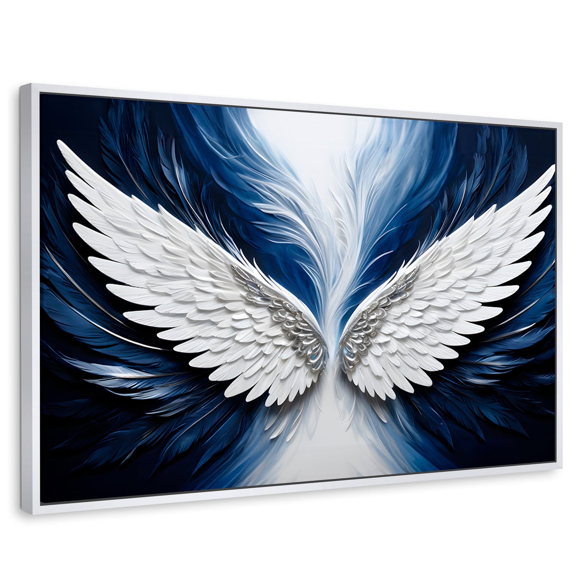 Cuadros Decorativos Canvas Revolution | Alas Angel Marina | Rectangular | Portada | Marco Blanco
