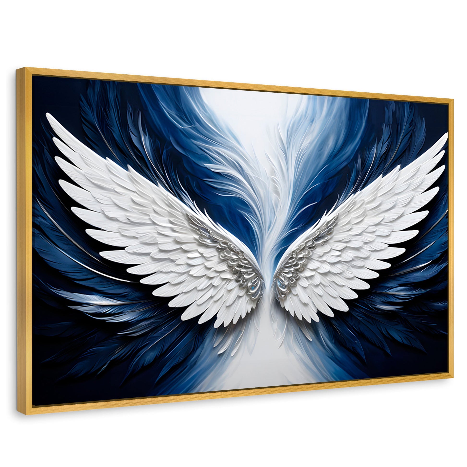 Cuadros Decorativos Canvas Revolution | Alas Angel Marina | Rectangular | Portada | Marco Dorado