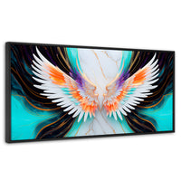 Cuadros Decorativos Canvas Revolution | Alas Angel Marmol | Panoramico | Portada | Marco Plateado