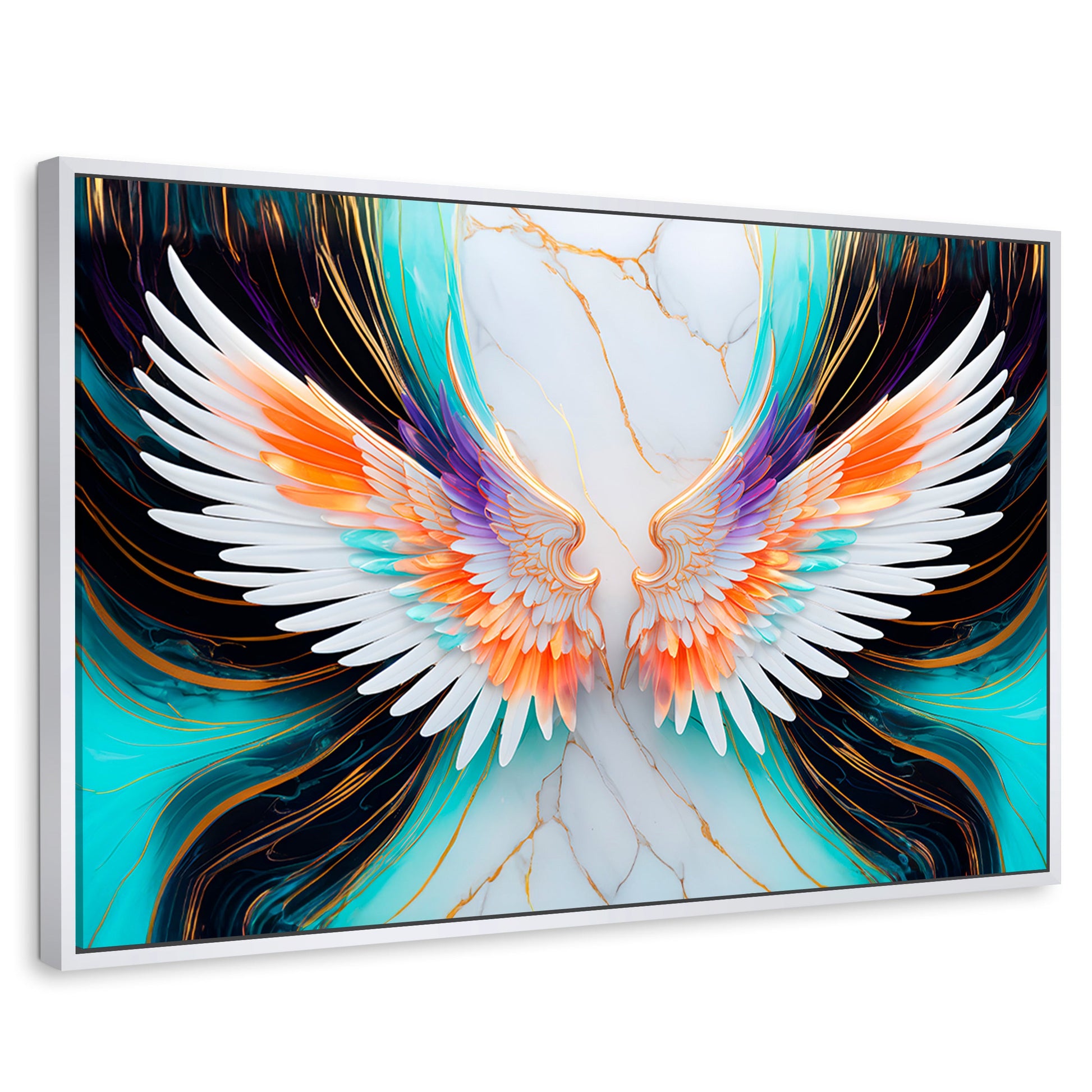 Cuadros Decorativos Canvas Revolution | Alas Angel Marmol | Rectangular | Portada | Marco Blanco