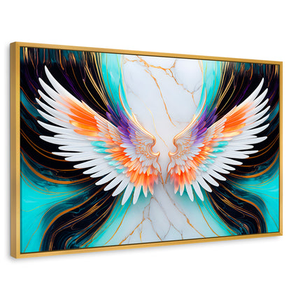 Cuadros Decorativos Canvas Revolution | Alas Angel Marmol | Rectangular | Portada | Marco Dorado