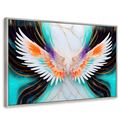 Cuadros Decorativos Canvas Revolution | Alas Angel Marmol | Rectangular | Portada | Marco Plateado