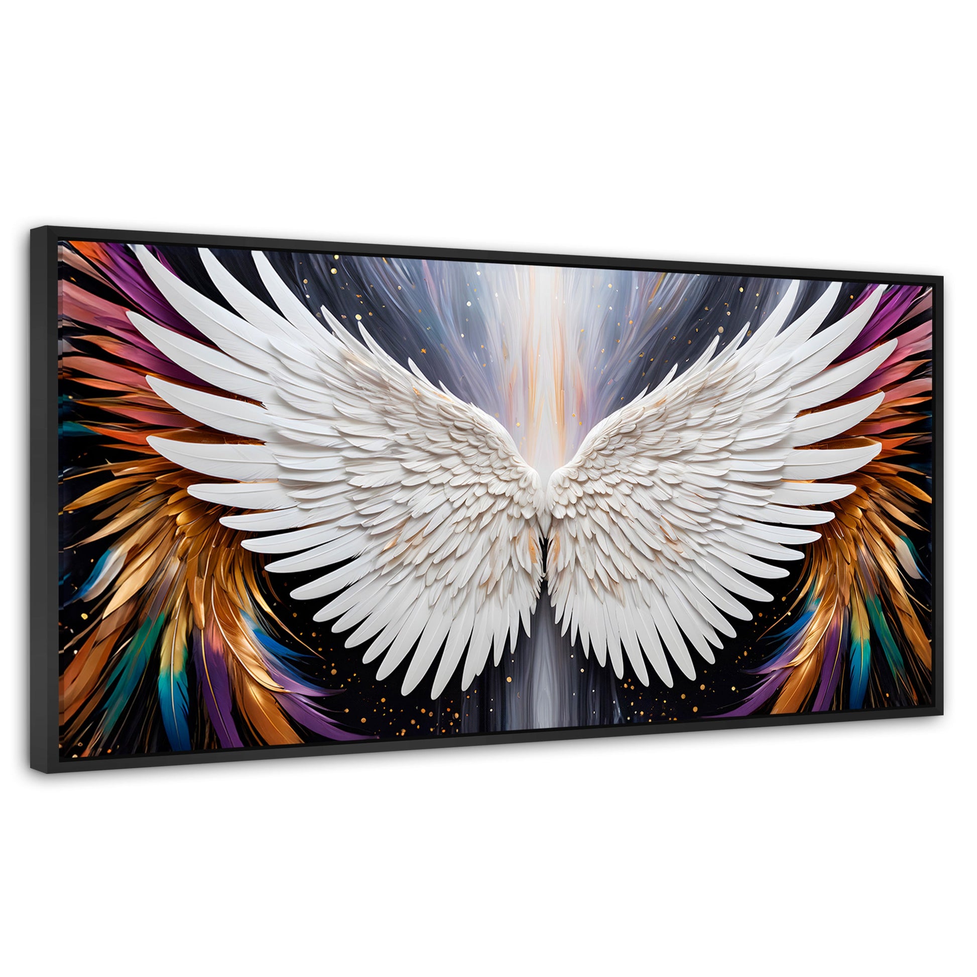 Cuadros Decorativos Canvas Revolution | Alas Angel Mistico | Panoramico | Portada | Marco Plateado