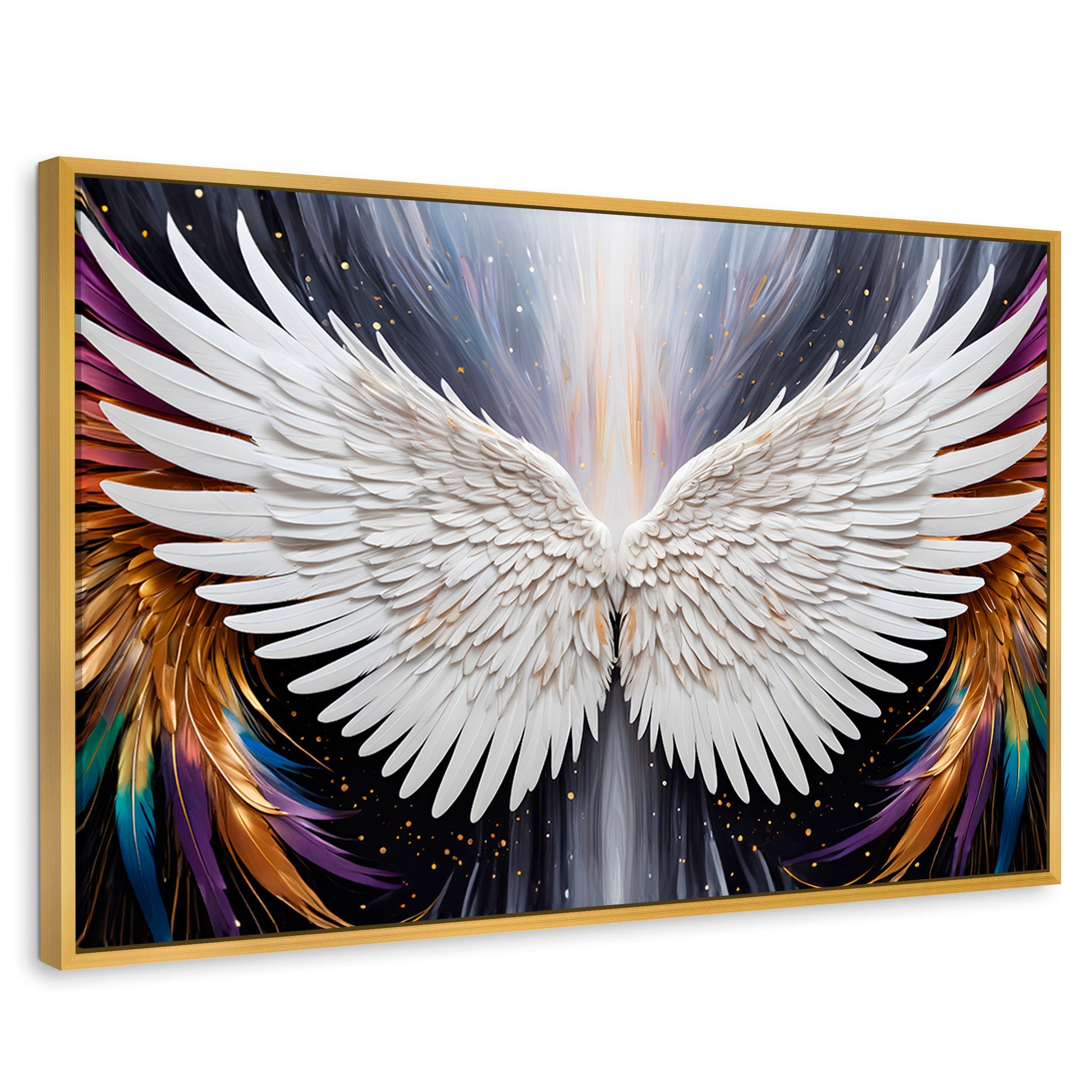 Cuadros Decorativos Canvas Revolution | Alas Angel Mistico | Rectangular | Portada | Marco Dorado