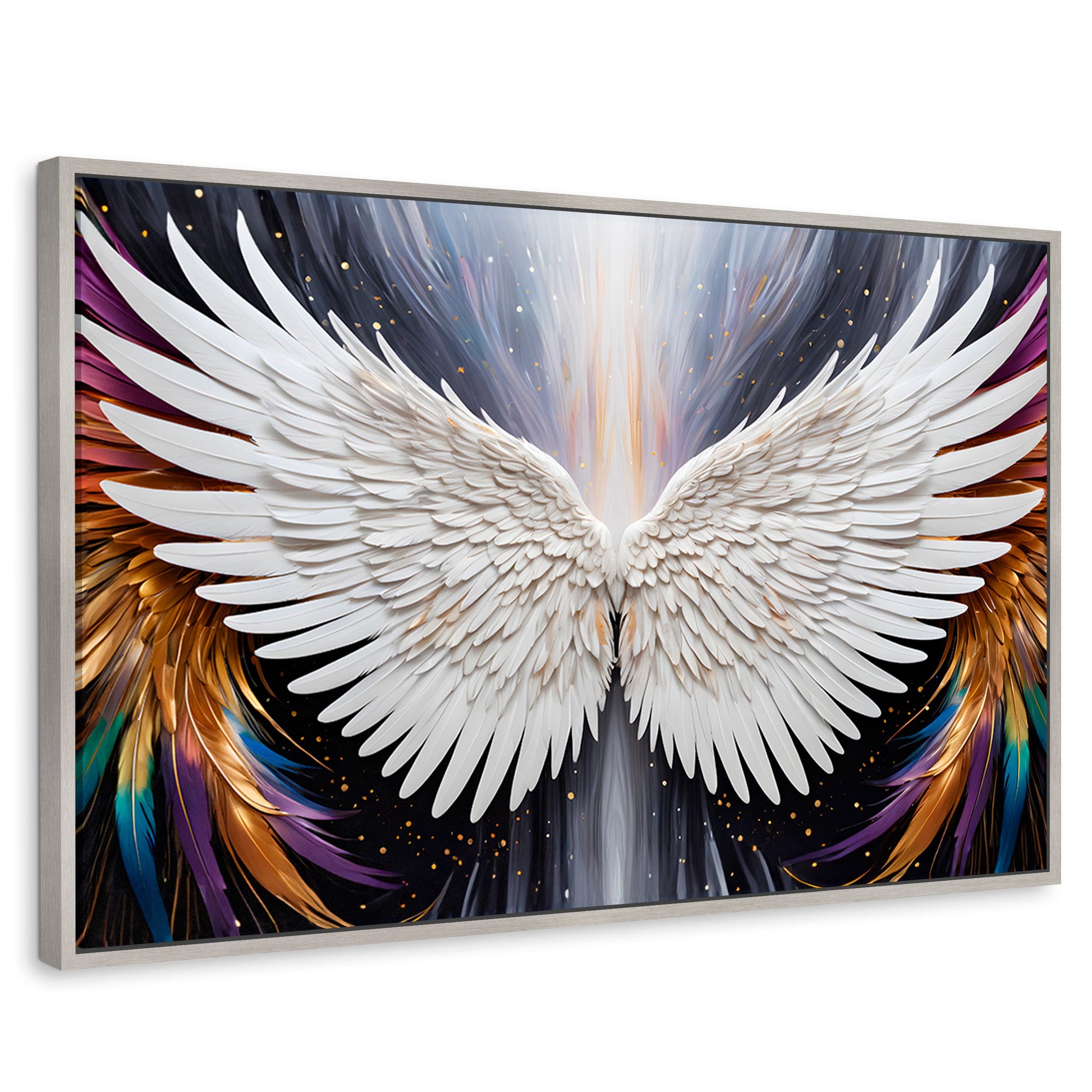 Cuadros Decorativos Canvas Revolution | Alas Angel Mistico | Rectangular | Portada | Marco Plateado