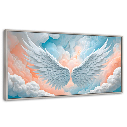 Cuadros Decorativos Canvas Revolution | Alas Angel Nubes | Panoramico | Portada | Marco Blanco