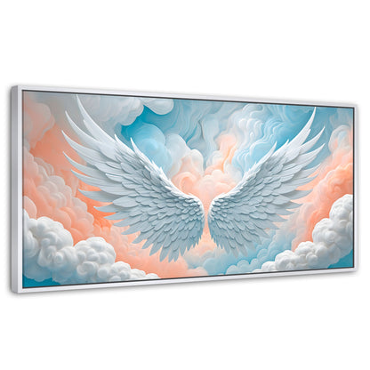 Cuadros Decorativos Canvas Revolution | Alas Angel Nubes | Panoramico | Portada | Marco Dorado