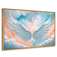 Cuadros Decorativos Canvas Revolution | Alas Angel Nubes | Rectangular | Portada | Marco Madera