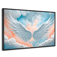 Cuadros Decorativos Canvas Revolution | Alas Angel Nubes | Rectangular | Portada | Marco Negro
