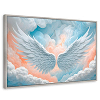Cuadros Decorativos Canvas Revolution | Alas Angel Nubes | Rectangular | Portada | Marco Plateado