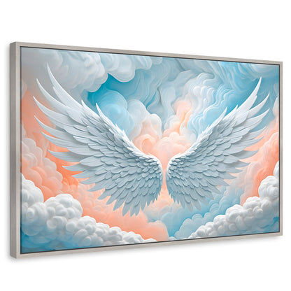 Cuadros Decorativos Canvas Revolution | Alas Angel Nubes | Rectangular | Portada | Marco Plateado