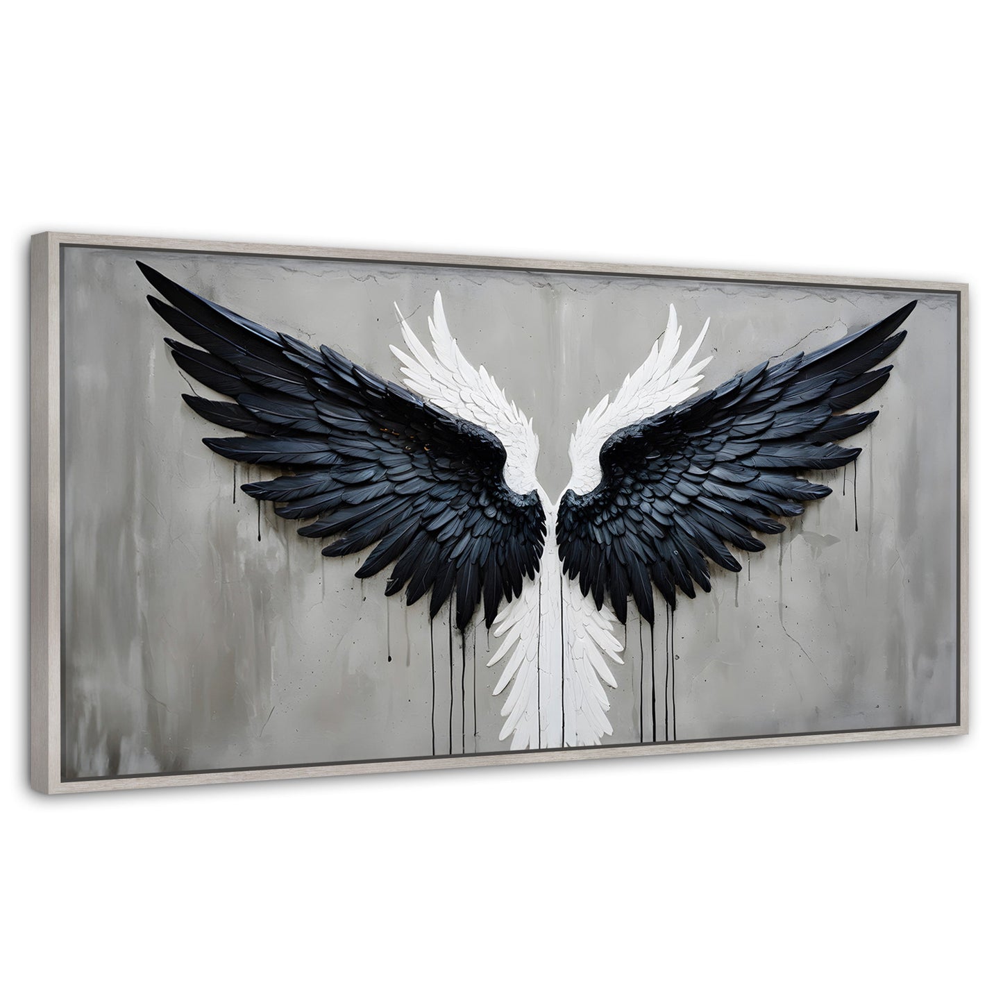 Cuadros Decorativos Canvas Revolution | Alas Angel Oscuro | Panoramico | Portada | Marco Blanco