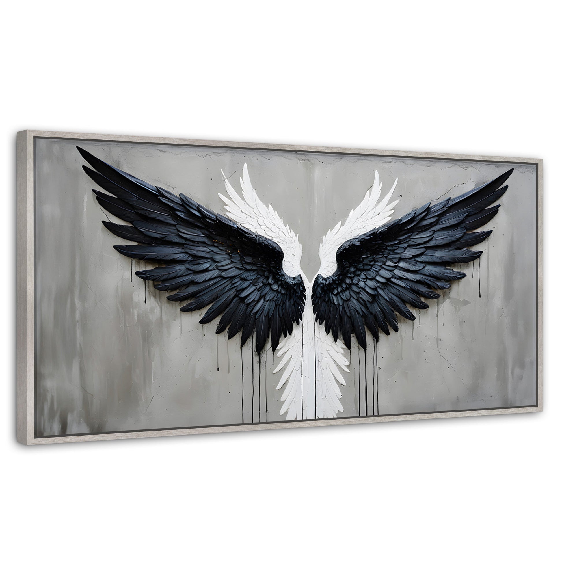 Cuadros Decorativos Canvas Revolution | Alas Angel Oscuro | Panoramico | Portada | Marco Blanco